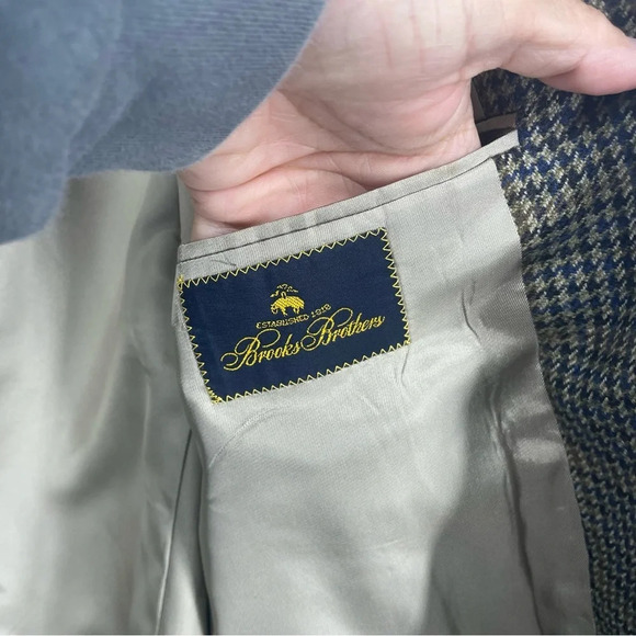 Vintage  Brooks Brothers Union Made USA houndstooth wool sport coat 44 - Picture 4 of 9